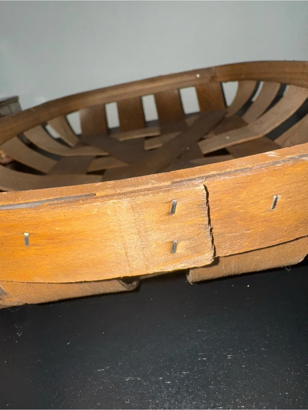 Vintage Woven Wood Tobacco Basket